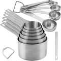 Measuring Cups and Spoons Set 14, Metric & US 18/8 Stainless Steel Measuring by Smithcraft