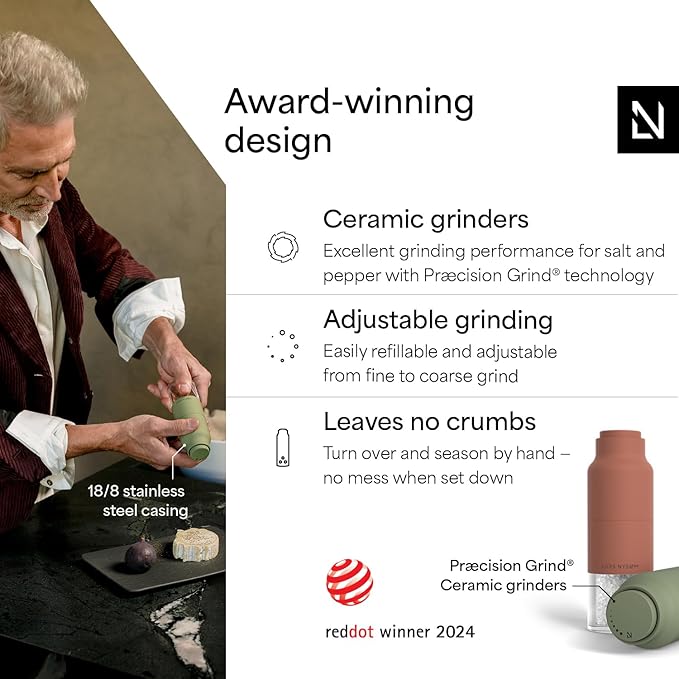 LARS NYSØM Salt and Pepper Grinder Set, Stainless Steel Manual Salt and Pepper - Image 2