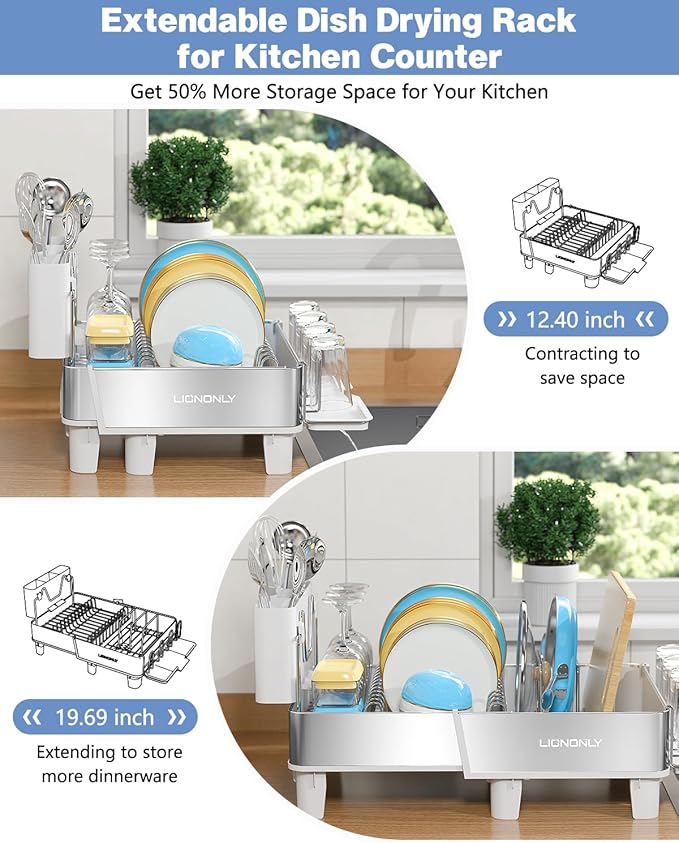 Dish Drying Rack, 304 Stainless Steel Expandable Dish Rack - Image 4