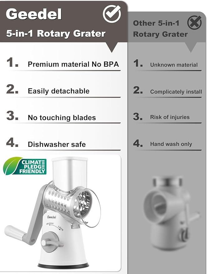 Geedel Rotary Cheese Grater Cheese Shredder - Image 2