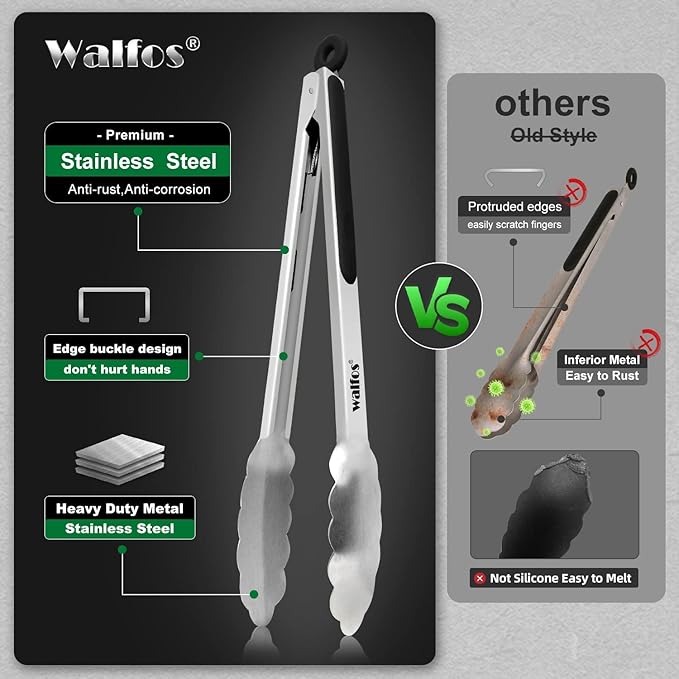 Walfos Stainless Steel Kitchen Tongs - Image 8
