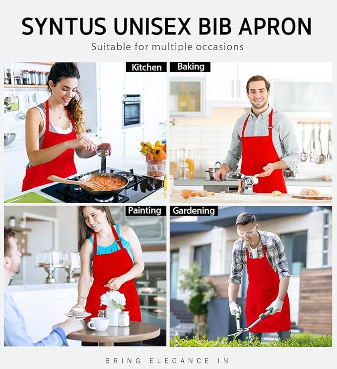Syntus Apron for Men Women, Adjustable Cooking Kitchen Chef Aprons - Image 7