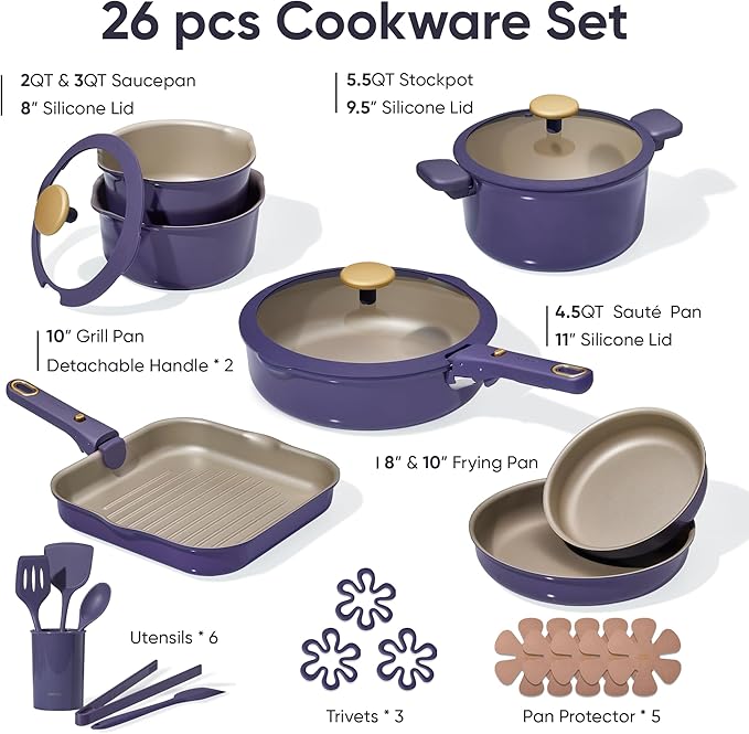 CAROTE 26 Pcs Pots and Pans Set, Nonstick Cookware Sets - Image 2