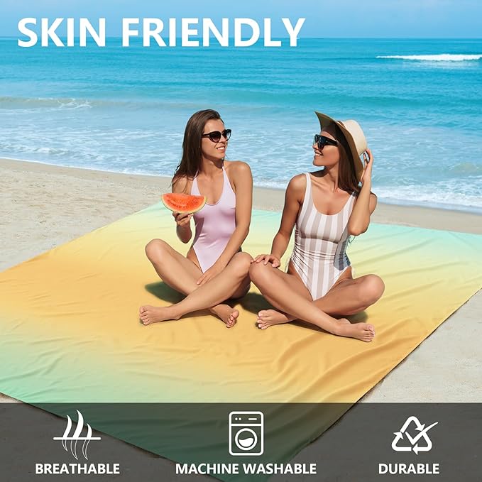 WIWIGO Beach Blanket Waterproof Sandproof Beach Mat 79" X 83"/10'x9'for 2-8 - Image 3