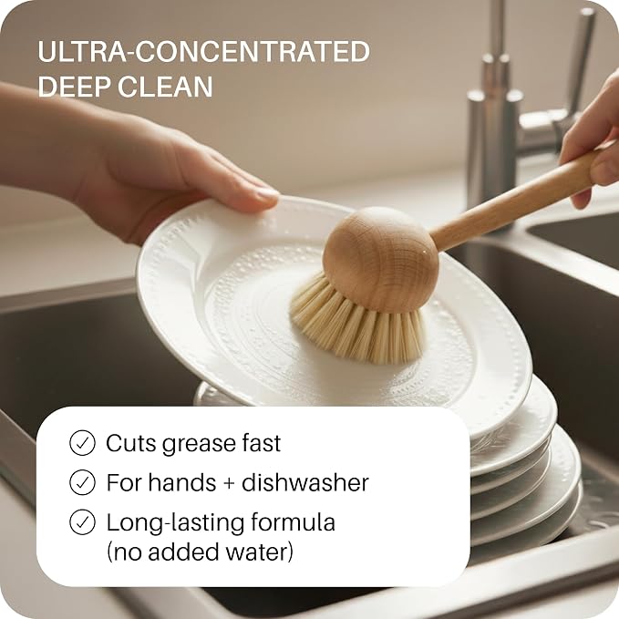 Everneat Ultra-Concentrated Dish Soap (Bloom) | Lavender, Clary Sage, Copaiba & Orange EO | Plant-Based, Cuts Grease, For Handwash + Dishwasher| Eco-Friendly, Refillable Glass Bottle (16oz)