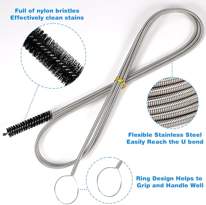 Ixiaoyoo Cleaning Brushes Set, 10 Pieces 8 Inch Nylon Tube Brush + 60 Inch - Image 3