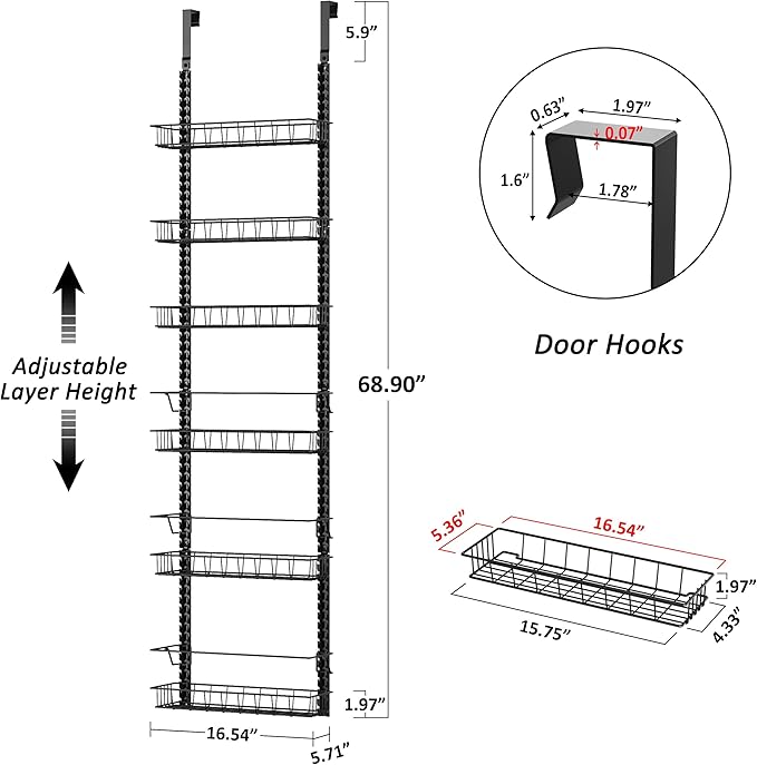 Churboro Over the Door Pantry Organizer Rack - Image 2