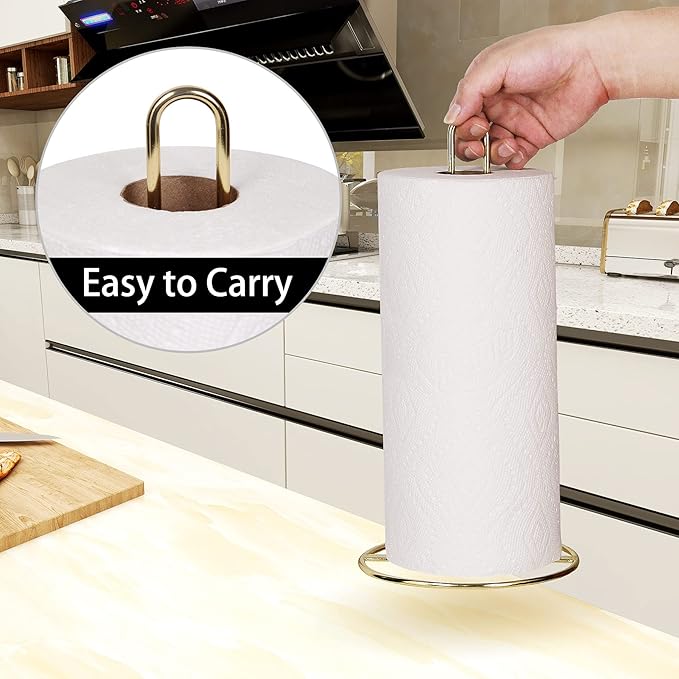 Gold Paper Towel Holder Countertop, Kitchen Paper Towel Stand Holder - Image 2