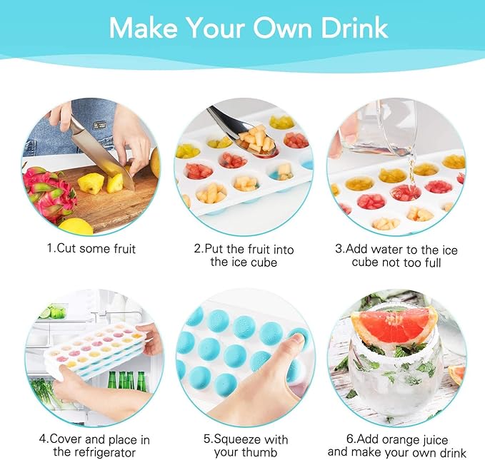 Ice Cube Trays with Lids BPA Free, 4 Pack Easy Release Silicone Ice Cube Trays - Image 4