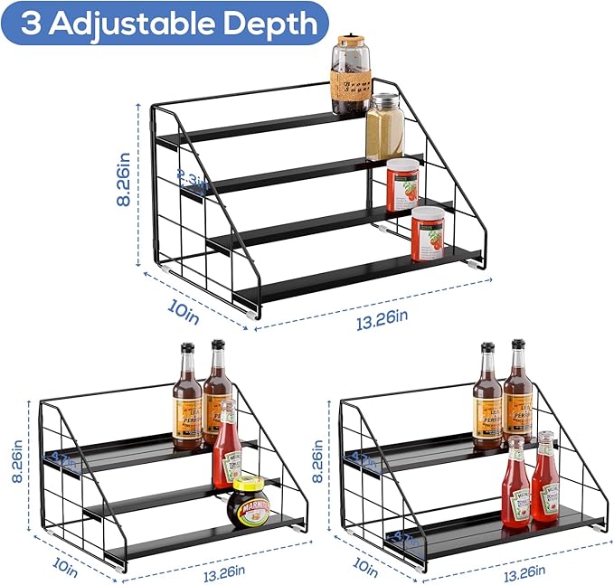 Spice Rack Organizer for Cabinet, 4 Tiered Spice Rack Organizer, Tiered - Image 3