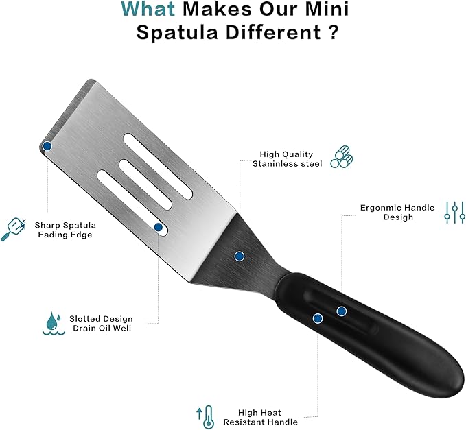 Small Spatula Professional Mini Serving Spatula, 4 Pieces Stainless Steel Metal - Image 3
