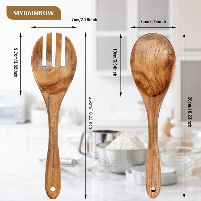 MYRAINBOW Salad Tongs, Wooden Spoons, Salad Tongs - Image 2