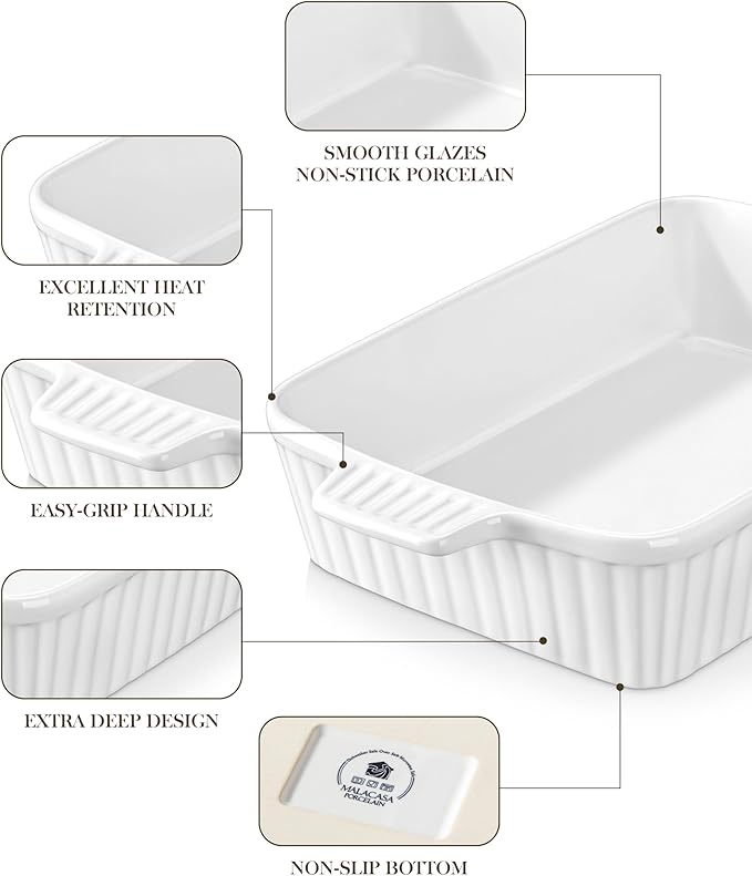 MALACASA 4.4 QT Baking Dish, 9x13 Large Casserole Dish - Image 5