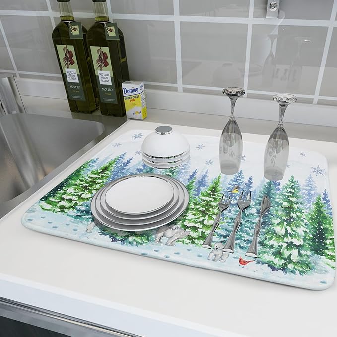 Winter Bear Bird Dish Drying Mat - Image 6