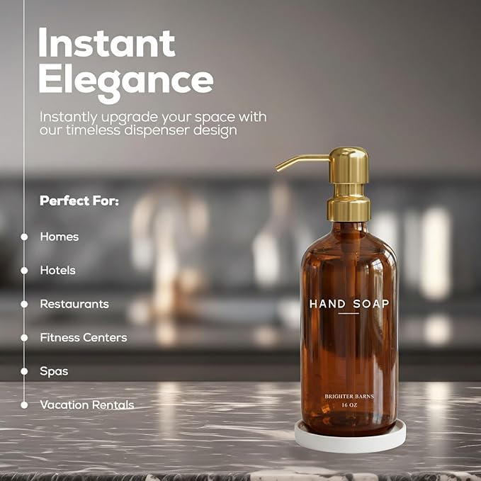 Luxury Glass Hand Soap Dispenser Bathroom Set by Brighter Barns - Image 2