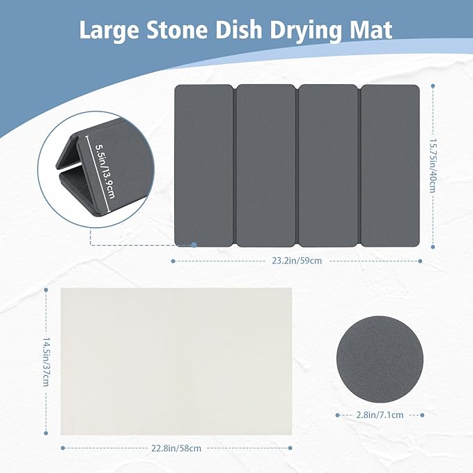 Large Stone Drying Mats for Kitchen Counter, Quick Dry Stone Dish Drying Mat - Image 2