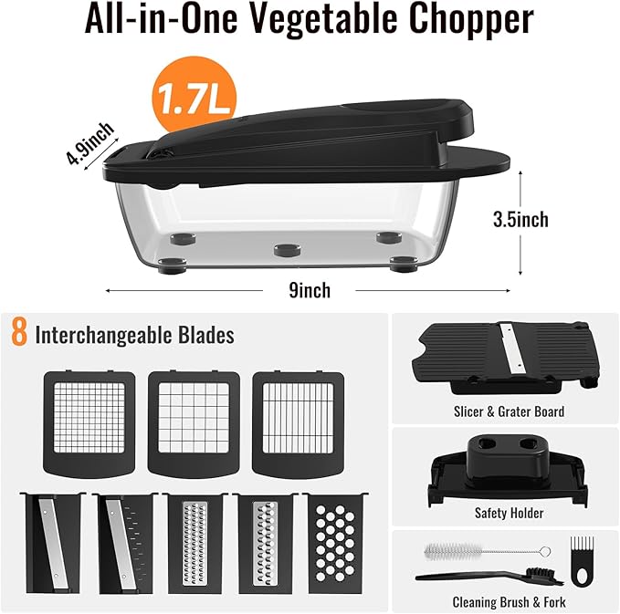 8 Blade All-in-1 Vegetable Chopper Mandoline Slicer - Image 2