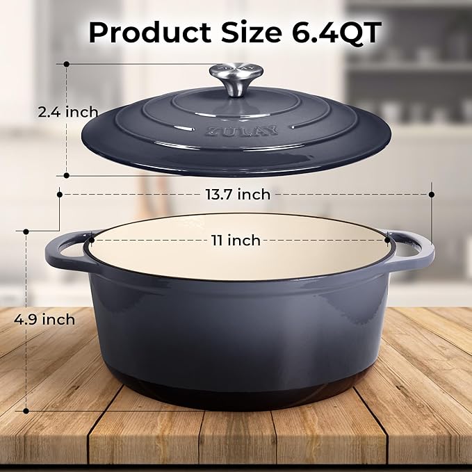 Zulay Kitchen 6 Quart Enameled Cast Iron Dutch Oven Pot - Image 7
