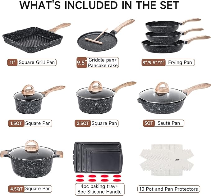 JEETEE 36Pcs Pots and Pans Set Non Stick, Cookware Set Non toxic Kitchen - Image 2