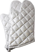 Silver Oven Mitts, Quilted Cotton Lining 13 Inch Oven Gloves, Heat Resistant by ARCLIBER
