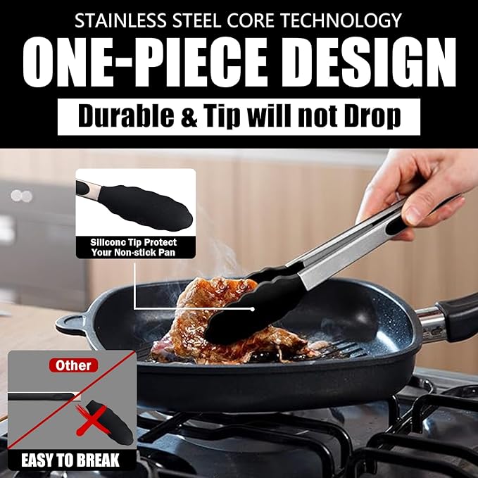 Kitchen Tongs with Silicone Tips, Kitchen Tongs, Cooking Tongs, Premium - Image 3