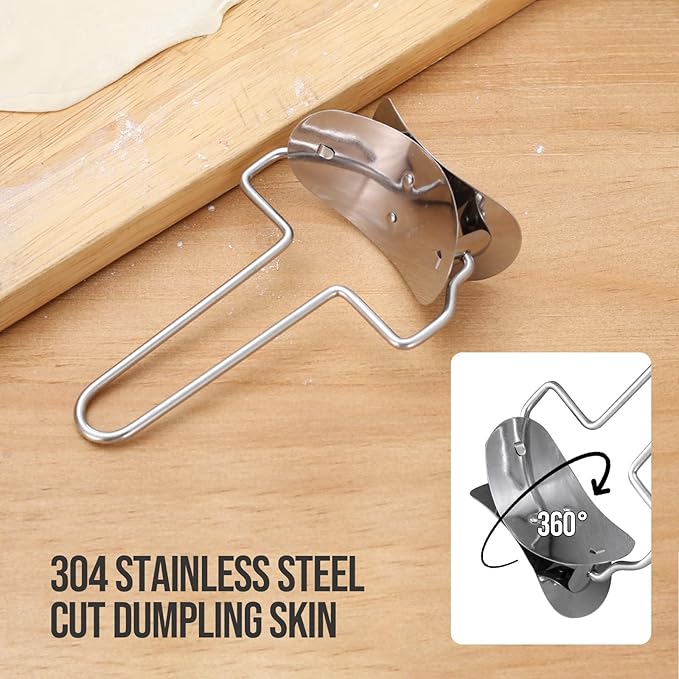 2 Pieces Stainless Steel Pastry Rolling Cutter Circle Dough Blade Roller - Image 2