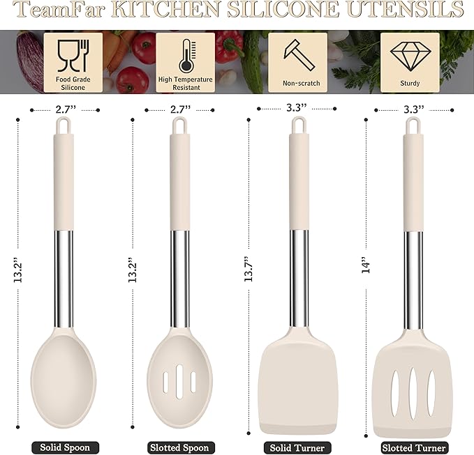 TeamFar Kitchen Utensils, for Frying Mixing Draining Turning, Healthy & - Image 2