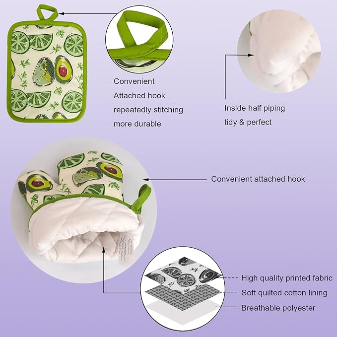 Oven Mitts and Potholders Dish Towles Set 100% Cotton - Image 3