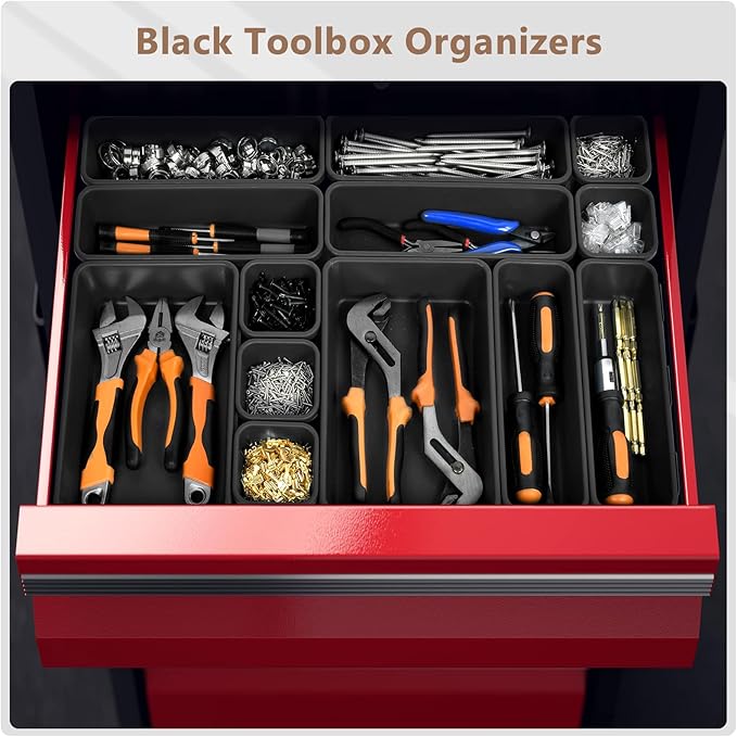 A-LuGei【 & 5 Size Tool Box Organizer Tray Divider Set, 【Black】 - Image 4