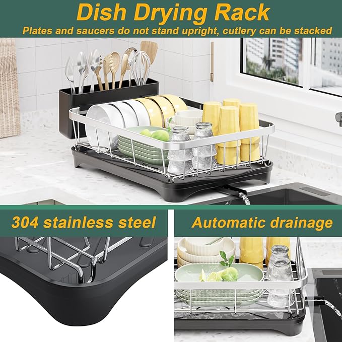 LIYI Dish Rack for Kitchen Counter, Stainless Steel Drying Rack, 304 Stainless - Image 2