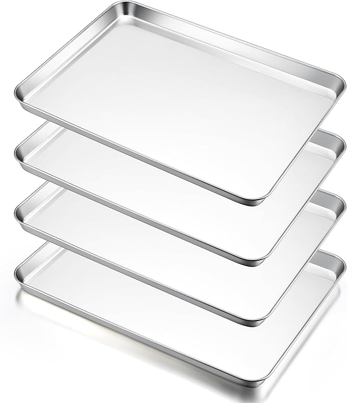 E-far Large Baking Sheets Set of 4, 20”x14” Stainless Steel Cookie Sheet Pans by E-far