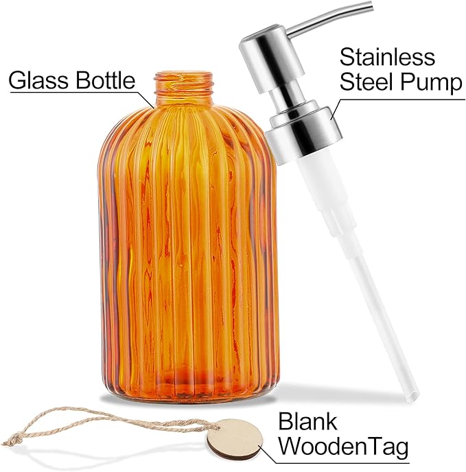 MOCLIF 16 OZ Soap Dispenser，Tempered Glass Clear Vertical Stripe - Image 3
