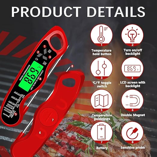Meat Thermometer Digital，IP67 Waterproof Cooking Thermometer - Image 3