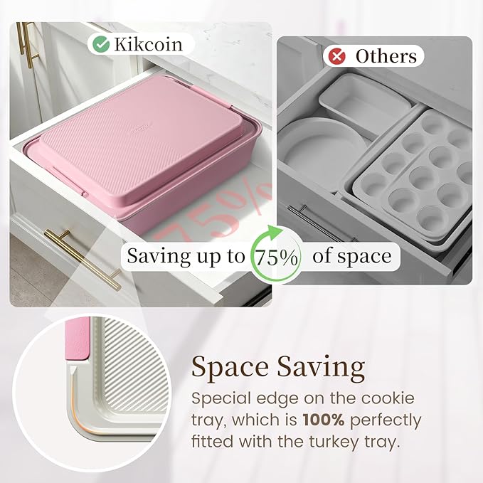 Kikcoin 25 PCS Stackable Baking Pans Set, Non-stick Bakeware Sets - Image 3