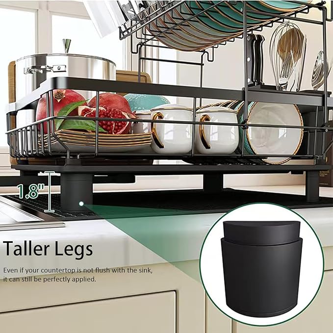 Small 2 Tier Dish Drying Rack, Space Saving Dish Racks - Image 3