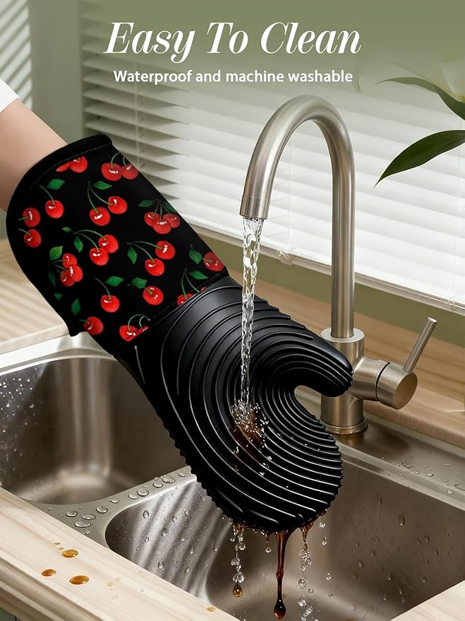 Slohif Long Silicone Oven Mitts Heat Resistant - Image 4