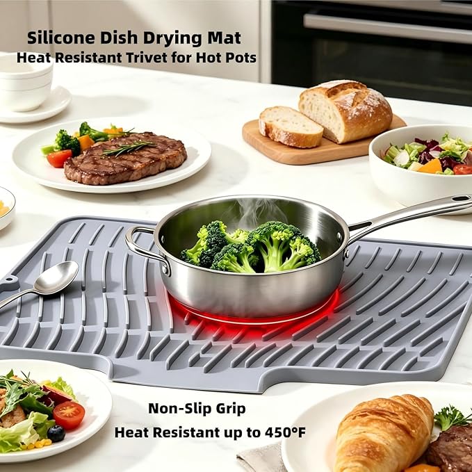 Silicone Dish Drying Mat for Kitchen Counter Sink, Non-Slip dish drying Pad - Image 4