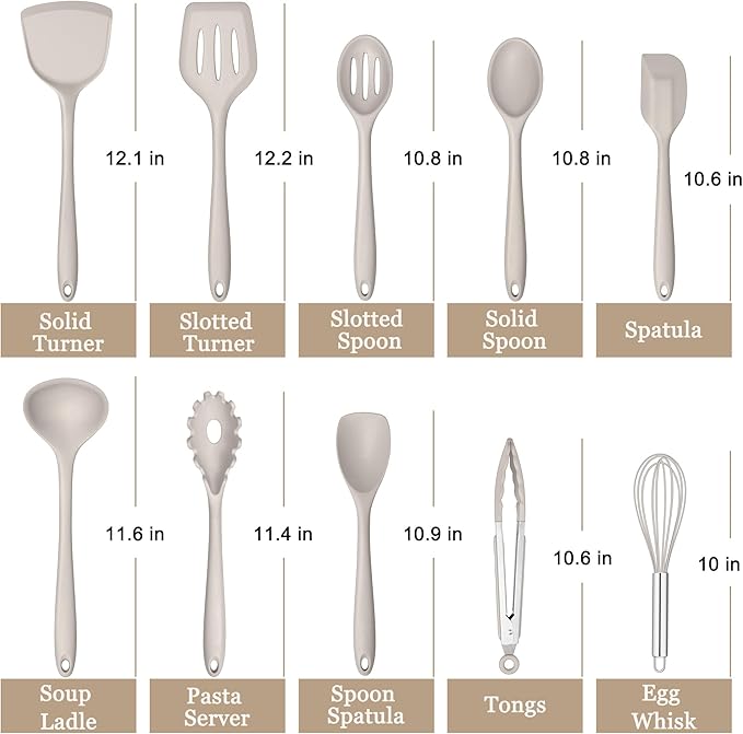 E-far 10 Pieces Silicone Cooking Utensils Set, Heat Resistant Kitchen Utensil - Image 2