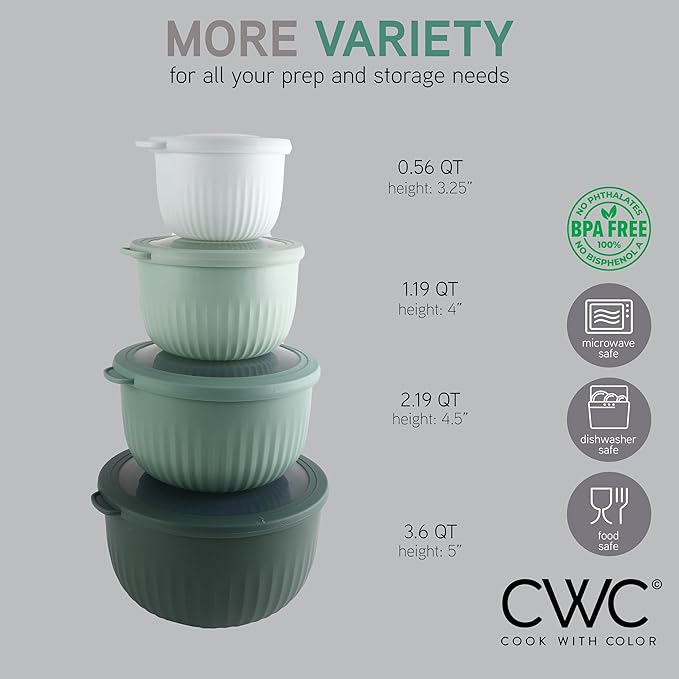 COOK WITH COLOR Prep Bowls with Lids- Wide and Deep Nesting Plastic Small - Image 2