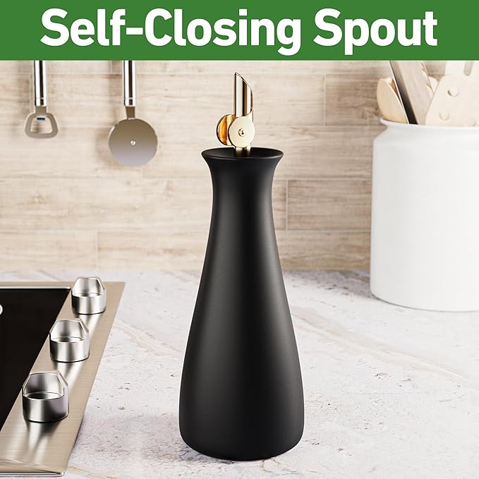 HB Design Co. Ceramic Olive Oil Dispenser - 530 ML Capacity Matte White Ceramic - Image 3