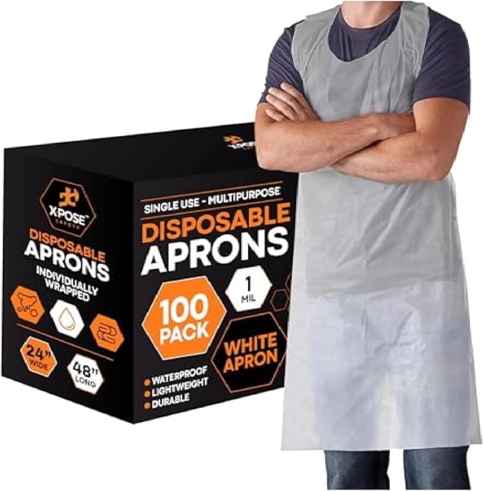 Xpose Safety 48, 000 White Plastic Disposable Aprons by XposeSafety