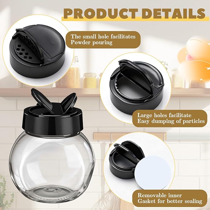 Zhehao 24 Pieces Plastic Spice Containers Plastic Spice Bottles Clear Reusable - Image 3