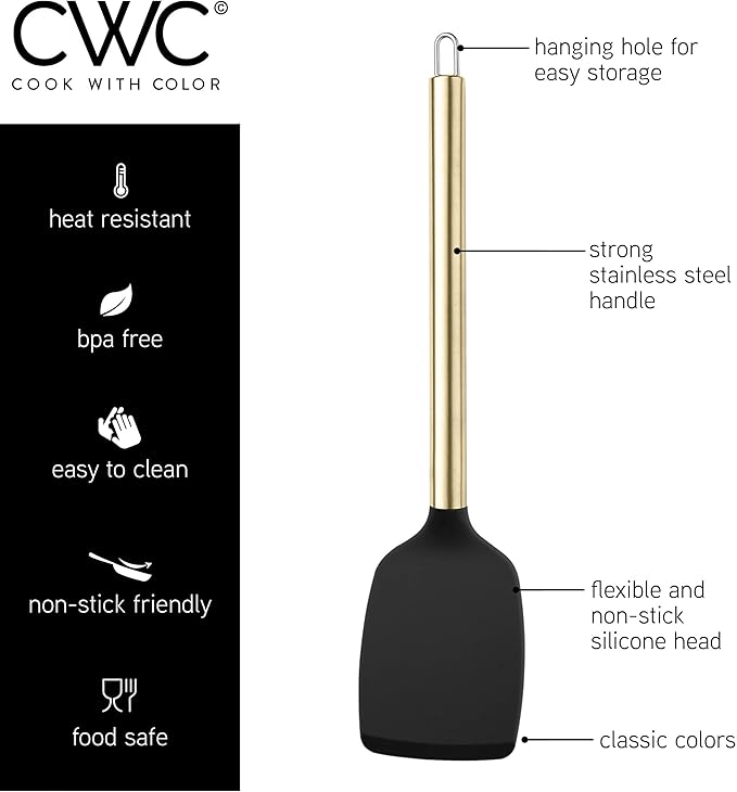 COOK WITH COLOR Silicone Cooking Utensils, Kitchen Utensil Set, Cooking Utensils - Image 6