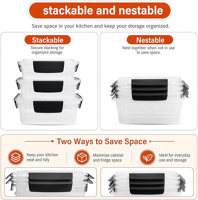 YORY 7 cup Plastic Food Storage Containers - Image 4