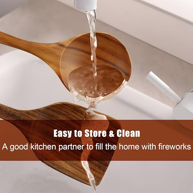 FJNATINH Wooden Spoons for Cooking, Wooden Kitchen Utensils Set for Nonstick - Image 5