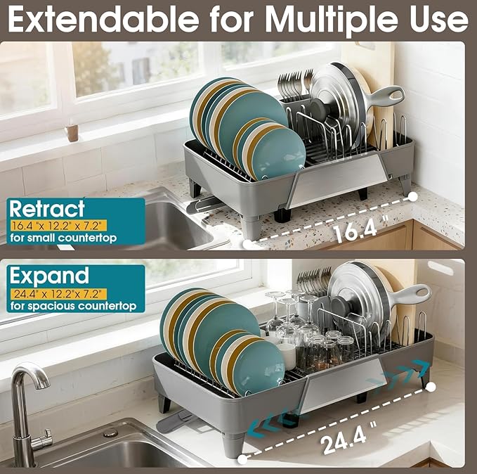 Large Expandable Dish Drying Rack, Dish Racks - Image 5