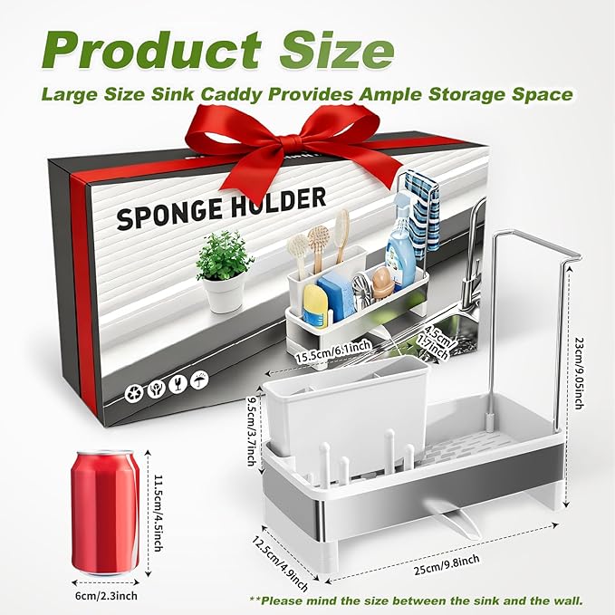 Ewaiira Stainless Steel Sink Caddy, Sponge Holder - Image 2