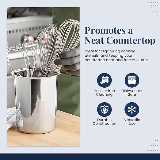 OCS Parts 6.75-Inch Kitchen Utensil Holder | Stainless Steel Dishwasher Safe - Image 5