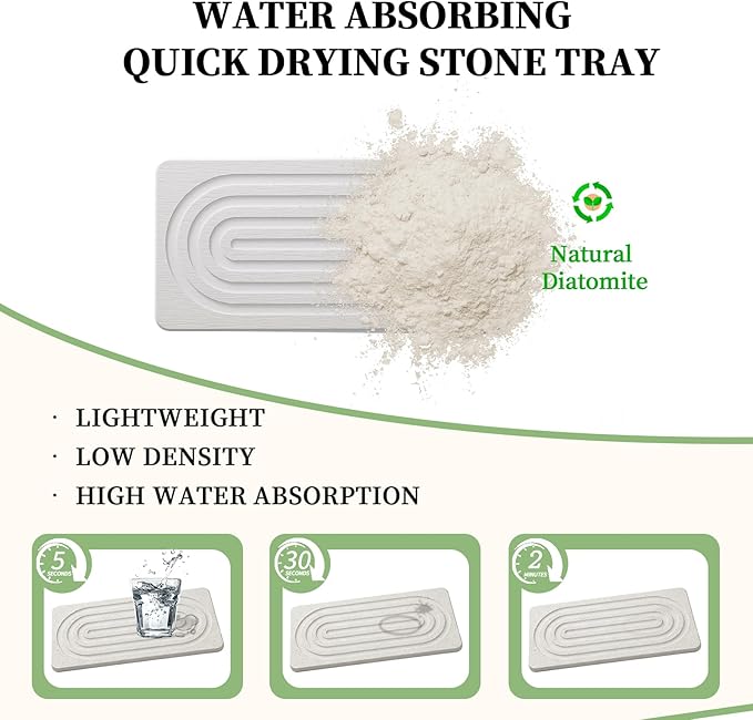 2 PCS Water Absorbing Diatomite Coasters, Stone Drying Mat - Image 4