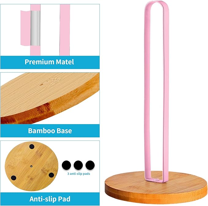 TONLEA Wooden Paper Towel Holder Countertop, Kitchen-Towel-Holder FreeStanding - Image 5